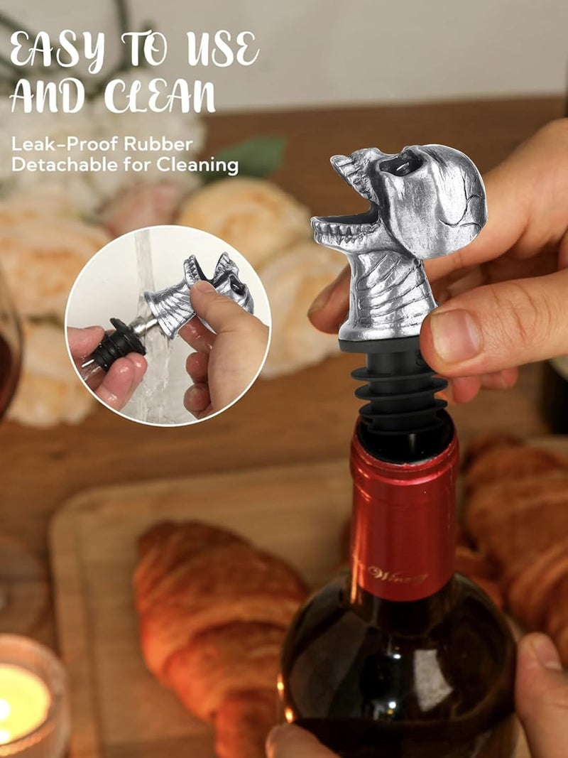sodknow Skull Wine Pourer Spout for Bottles, Skeleton Head Liquor Pourer Stopper for Halloween Party, Gothic Bar Accessories for Wine Whiskey Spirits, No Drip Wine Dispenser Fits Most Standard Bottle Necks - Image 5